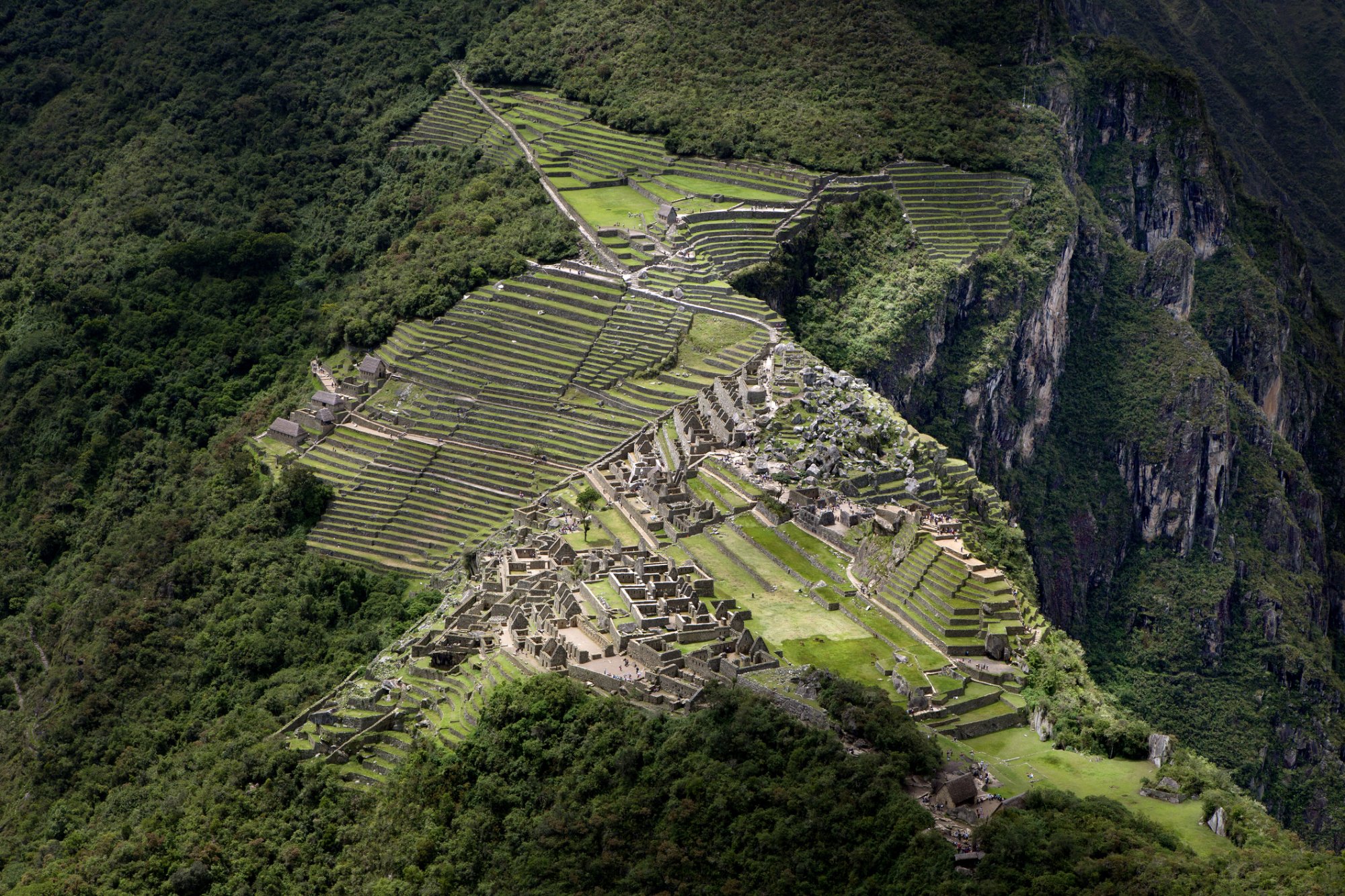 Flying over Earth's Machu Picchu