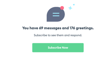 zoosk page reading "you have 69 messages and 176 greetings."
