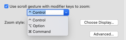 The scroll gesture with modifier keys zoom dropdown.