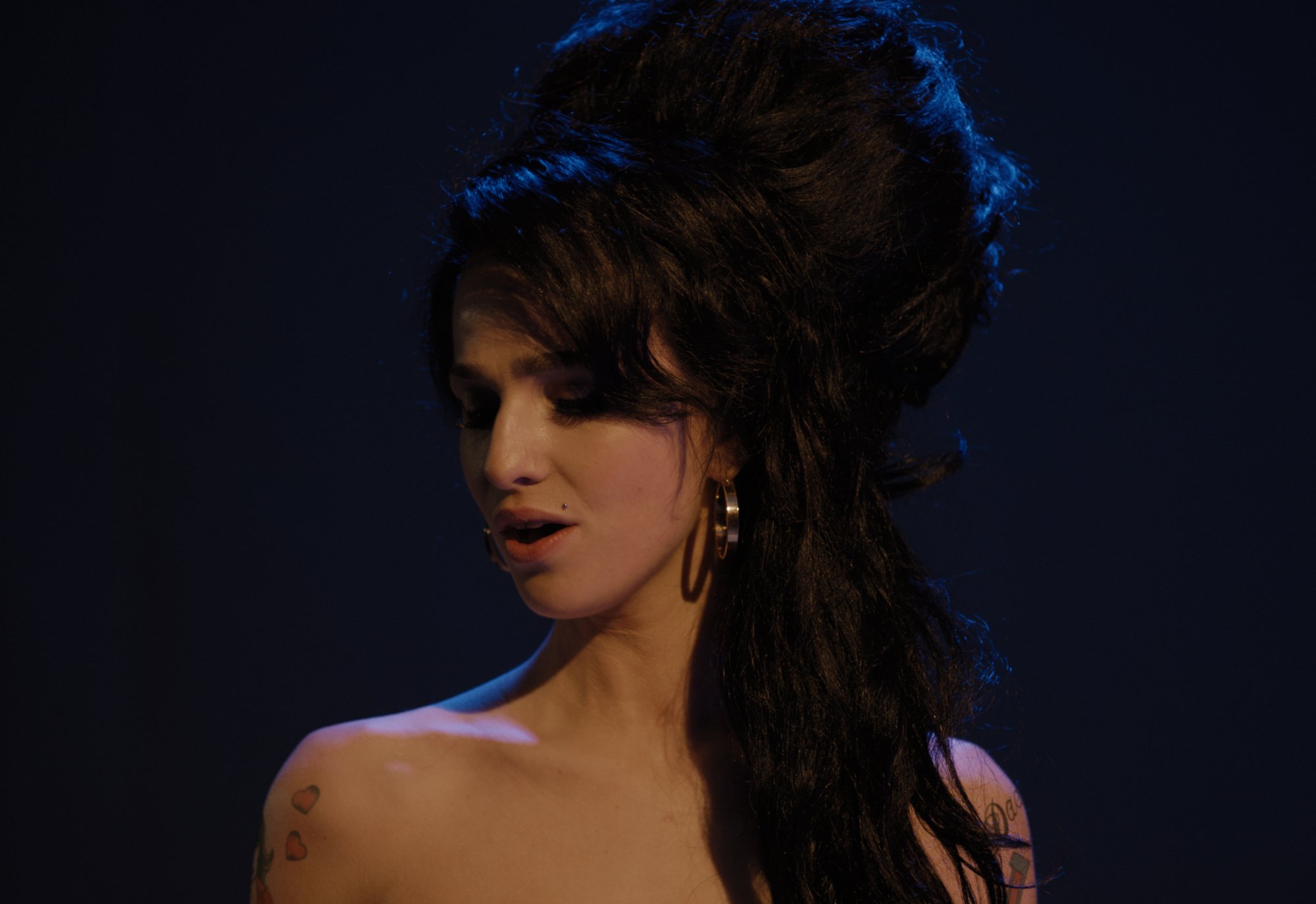 Marisa Abela as Amy Winehouse in "Back to Black."