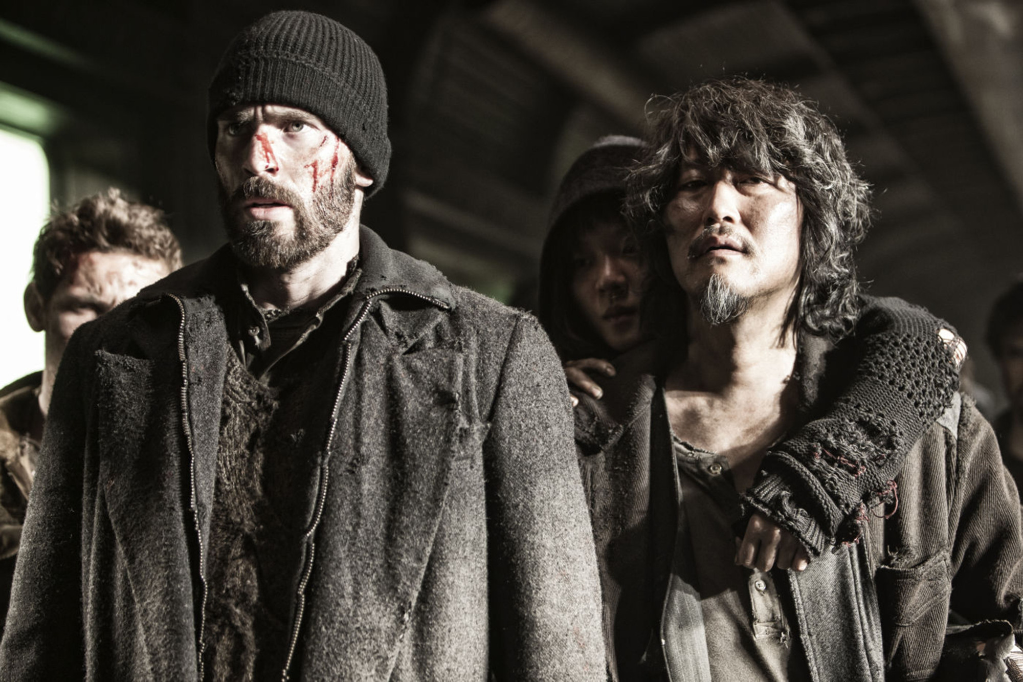 Chris Evans and Kang-Ho Song in Snowpiercer