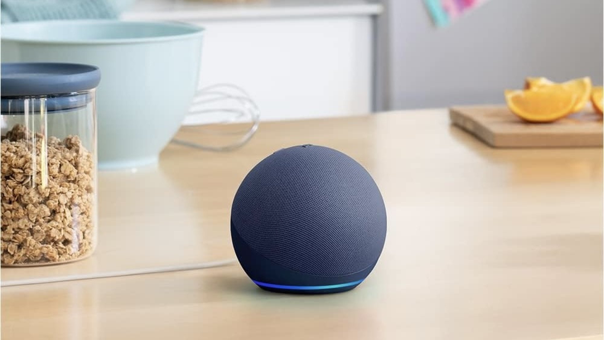 echo dot 5th gen speaker on kitchen counter