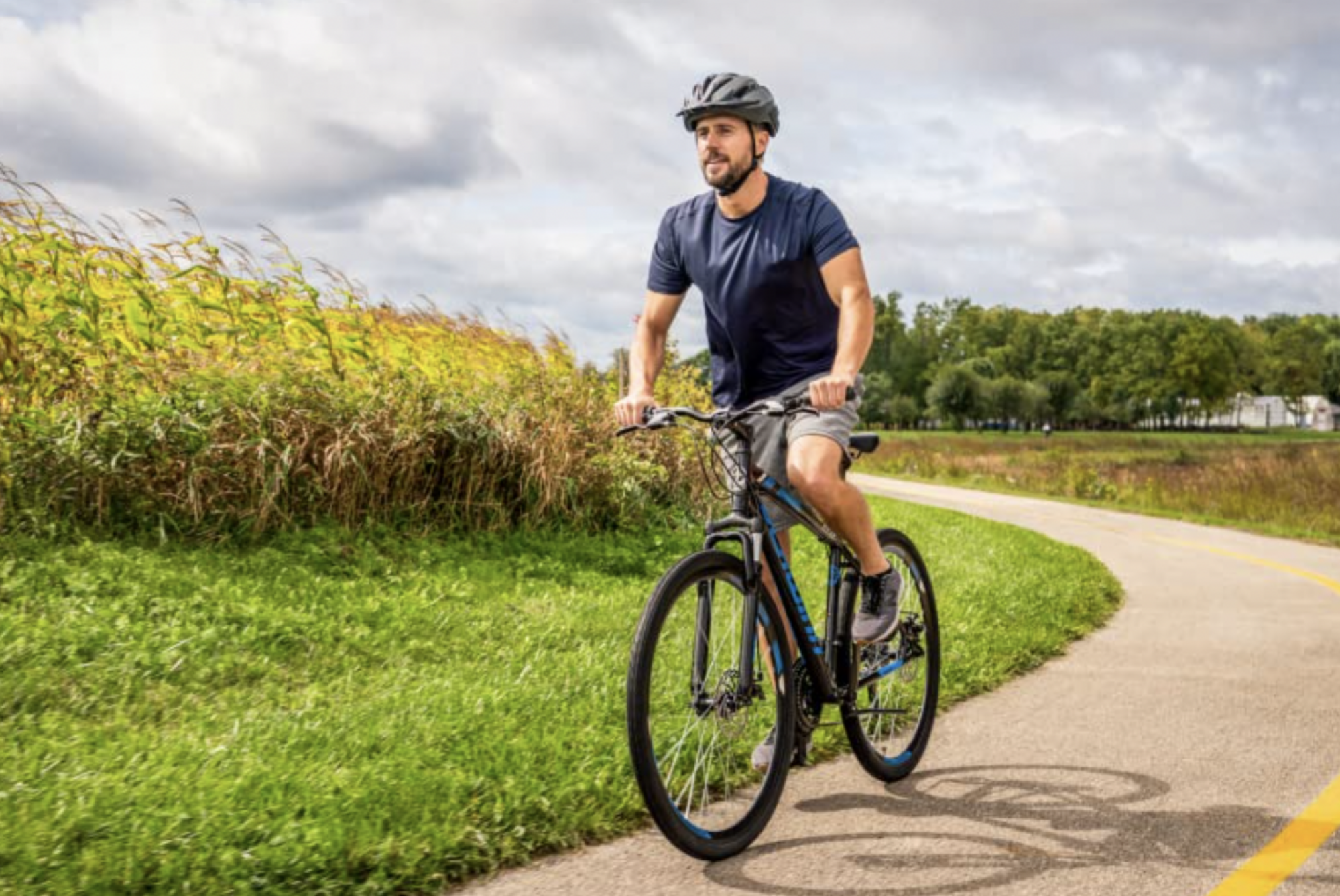 man riding bike