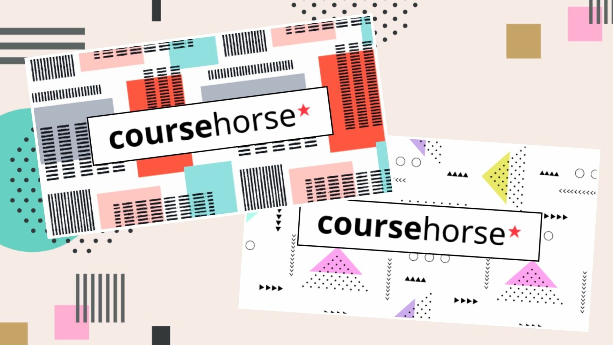 coursehorse gift cards on patterned background