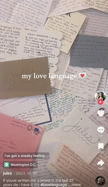 A picture of many handwritten letters.