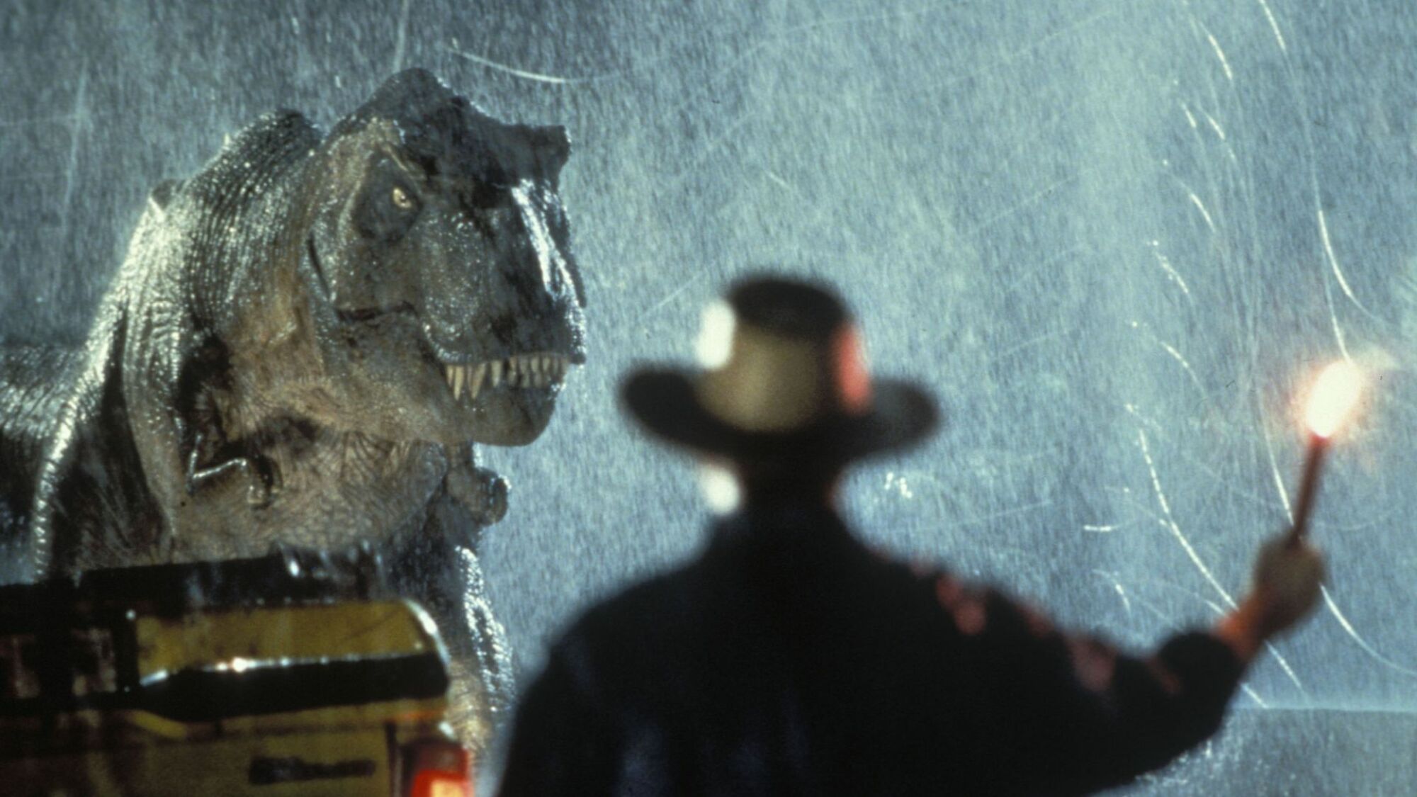 Sam Neil taunts a T-Rex in "Jurassic Park."