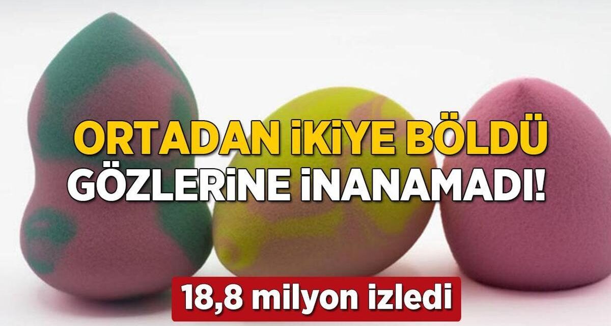 Yalnızca 1 kez kullandığı makyaj süngerini ortadan ikiye kesti! İçinden bakın ne çıktı