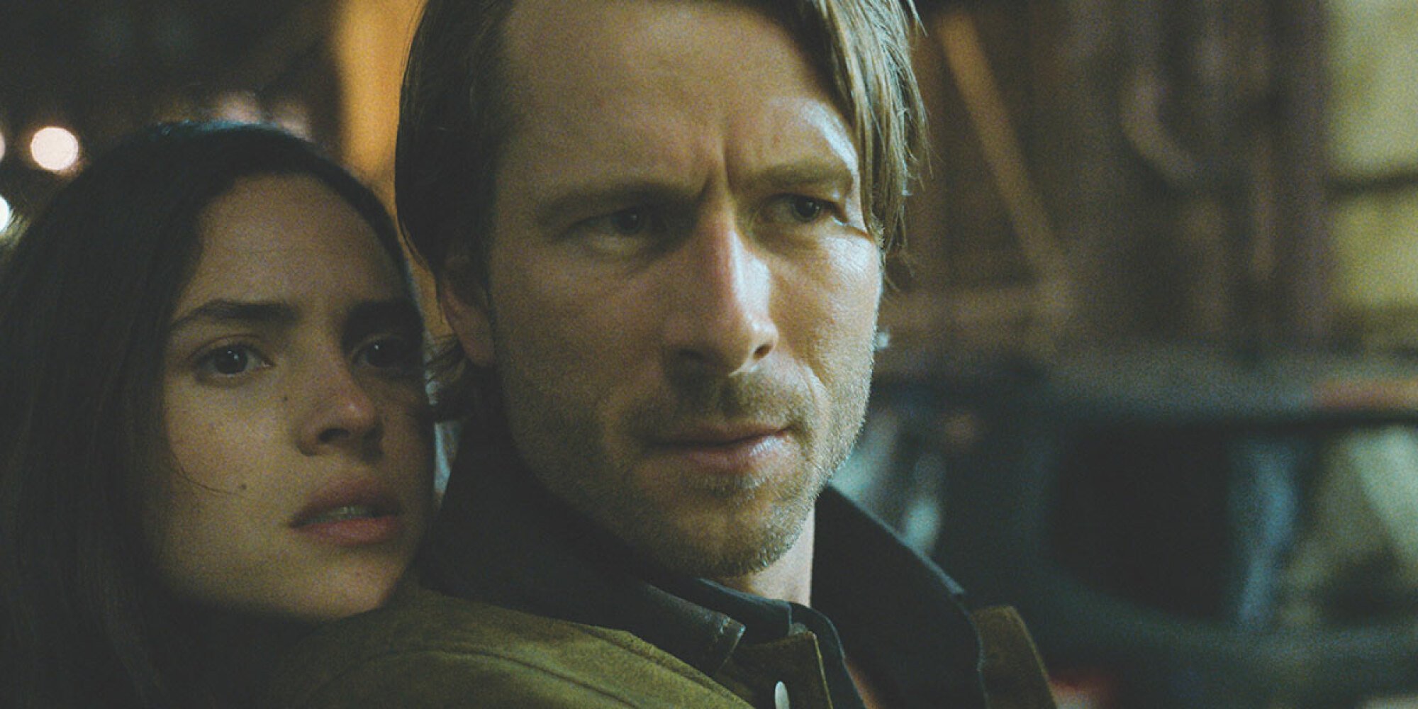 Adria Arjona and Glen Powell in "Hit Man."