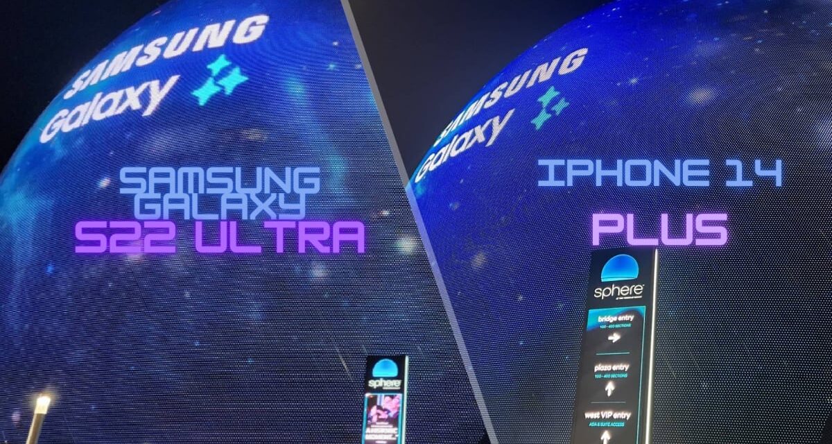 The Sphere during CES 2024: Android vs. iPhone