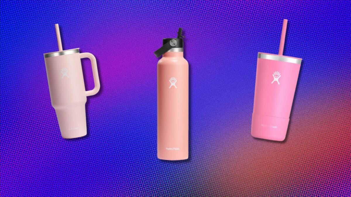 20% off pink Hydroflask bottles, tumblers, and mugs