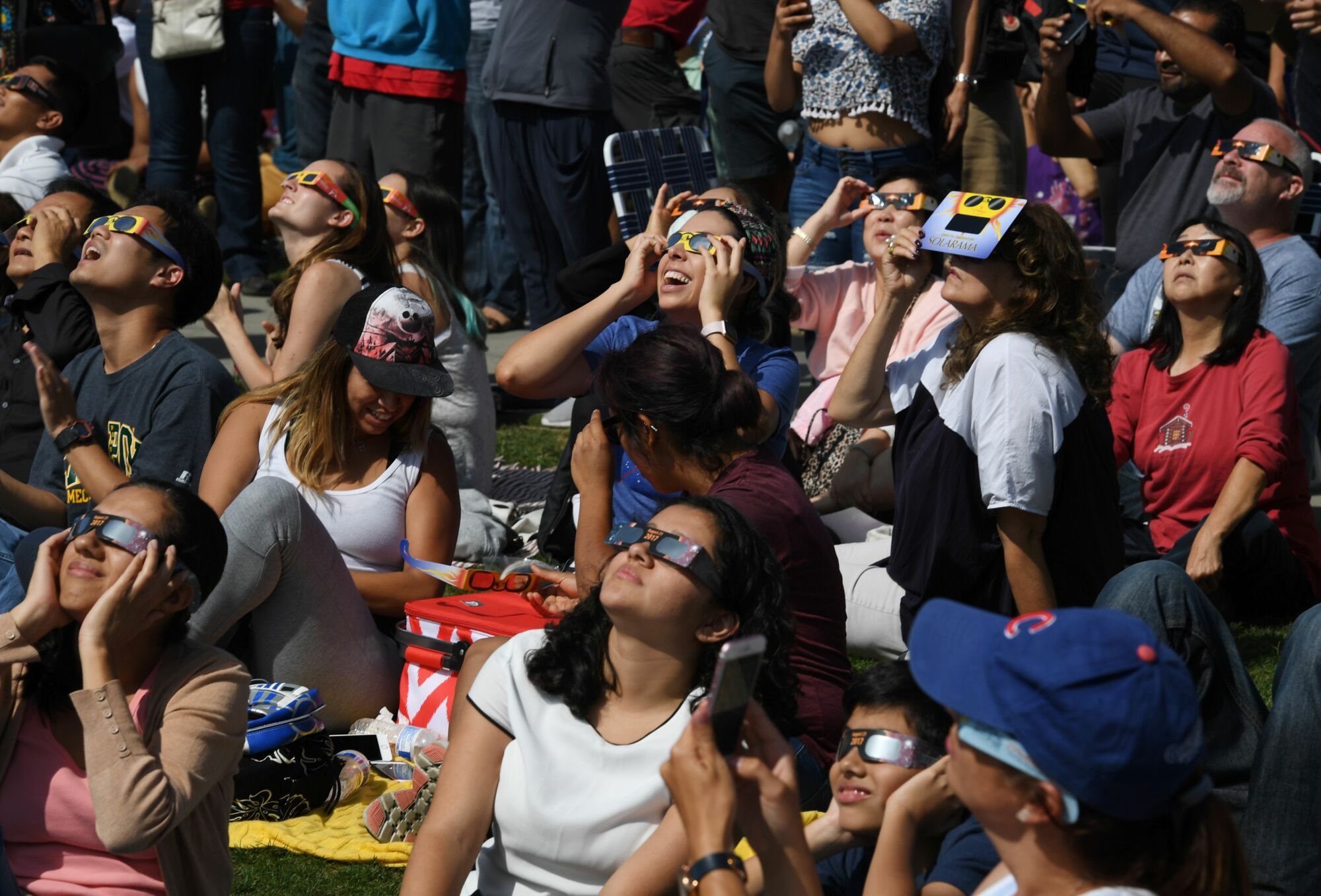 People watching the solar eclipse