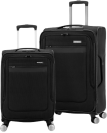 black samsonite luggage on a white background