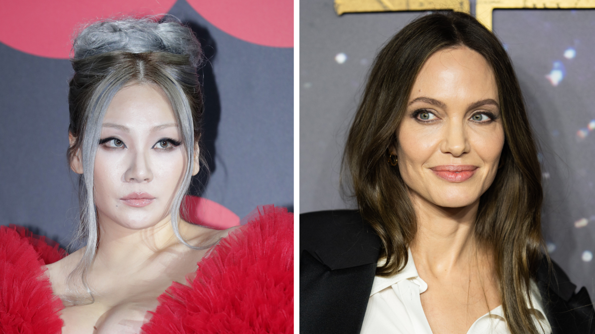 Two photos: CL on the left, Angelina Jolie on the right.