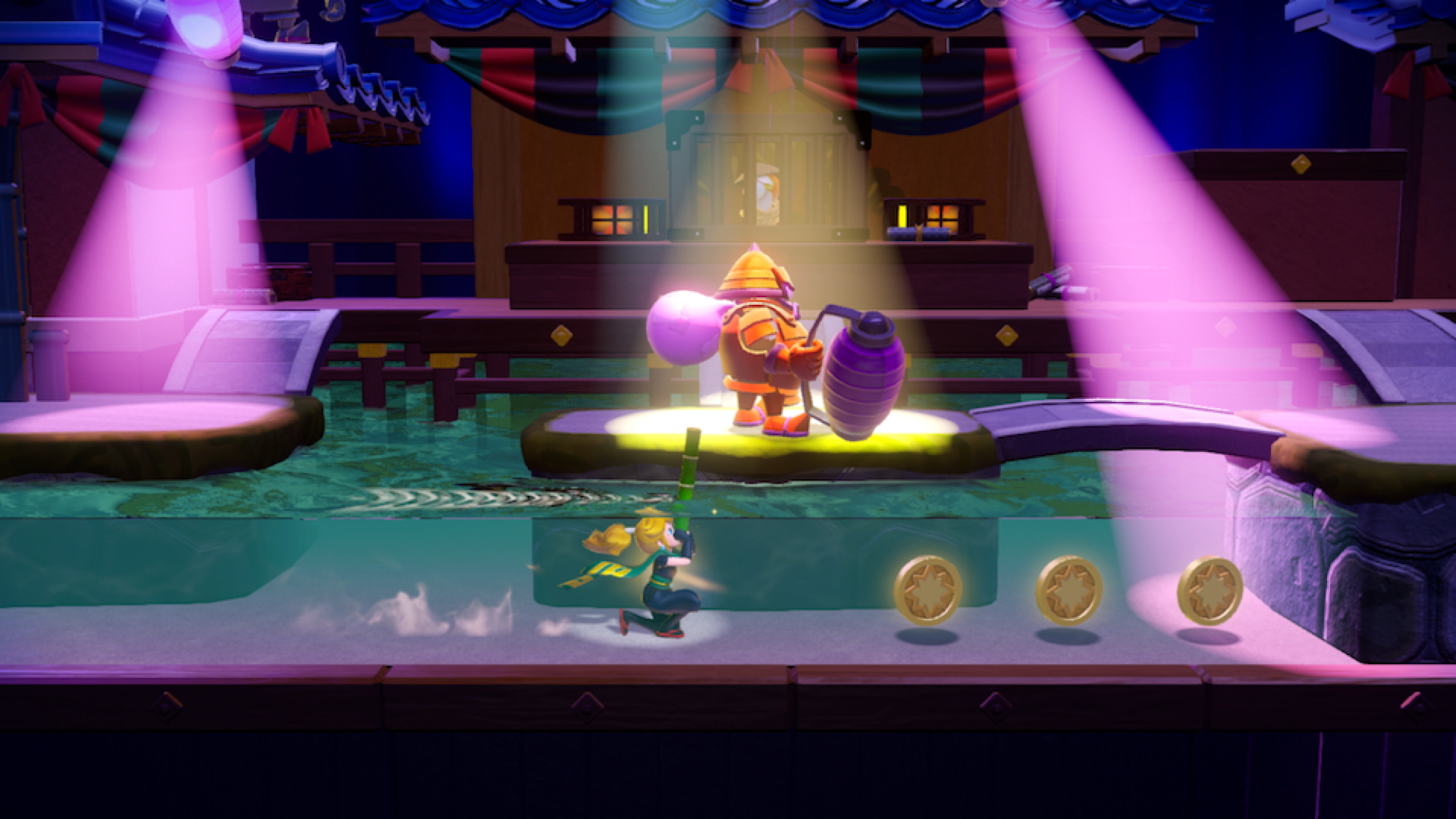 Ninja Peach sneaking underwater in Princess Peach Showtime