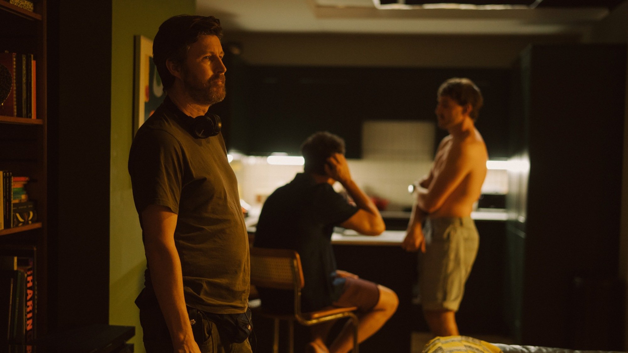 Director Andrew Haigh on the set of "All of Us Strangers."