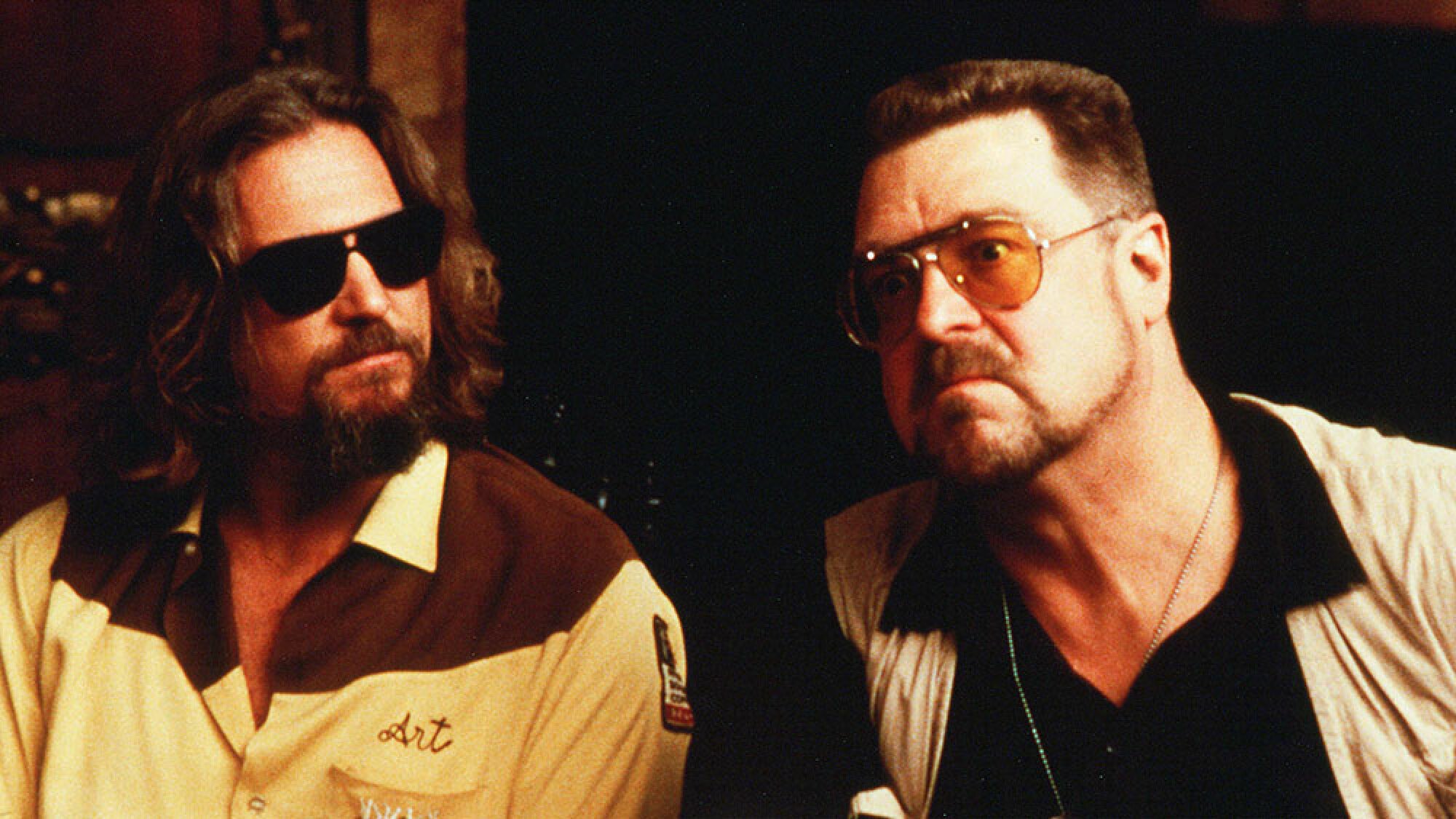 Jeff Bridges and John Goodman as The Dude and Walter in "The Big Lebowski".