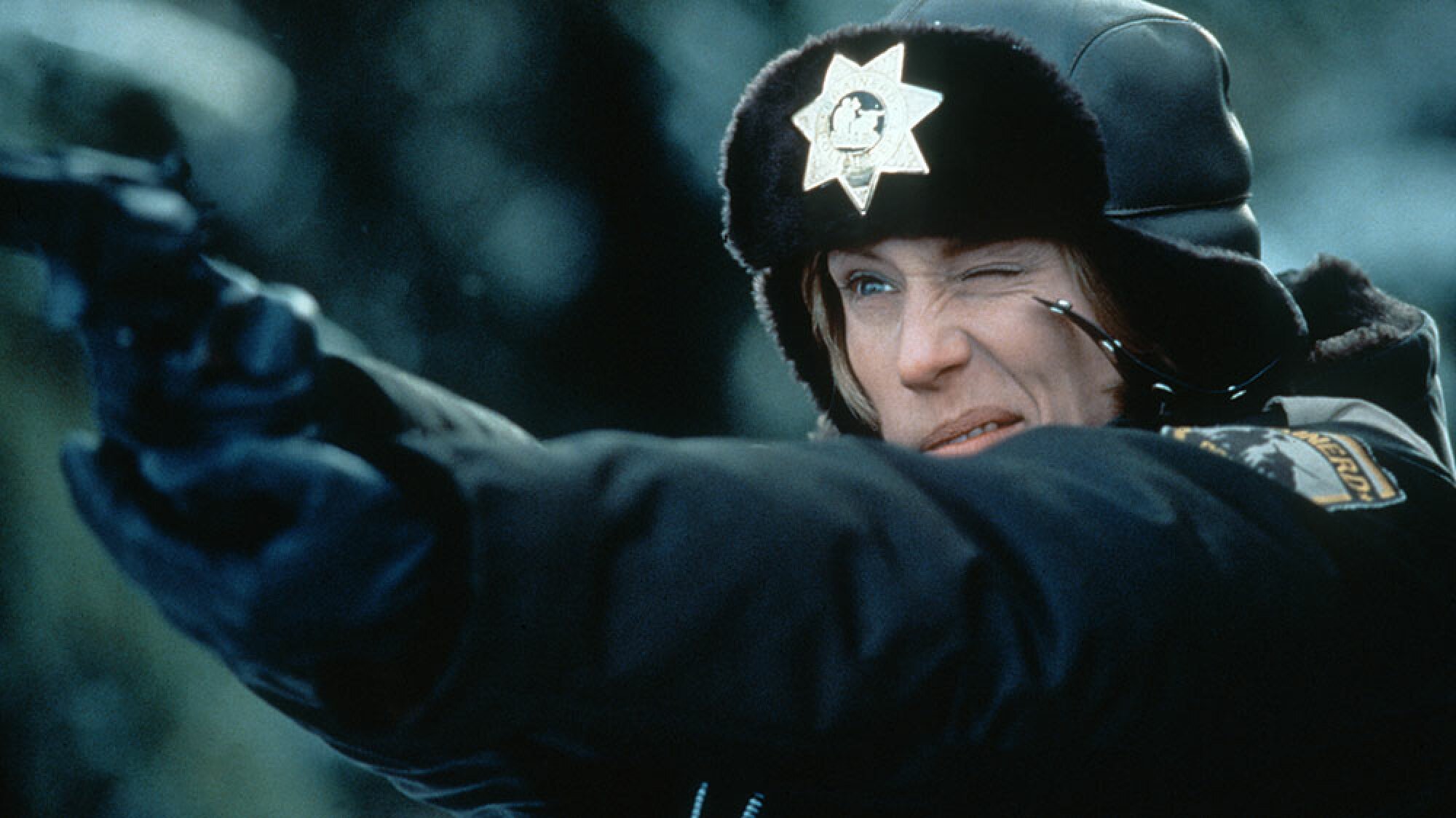 Frances McDormand as Marge Gunderson, taking aim.