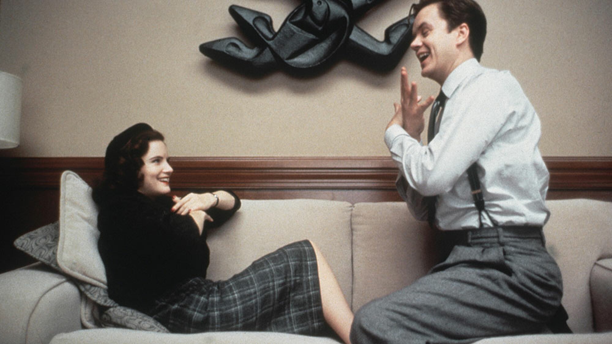 Jennifer Jason Leigh and Tim Robbins in "The Hudsucker Proxy".