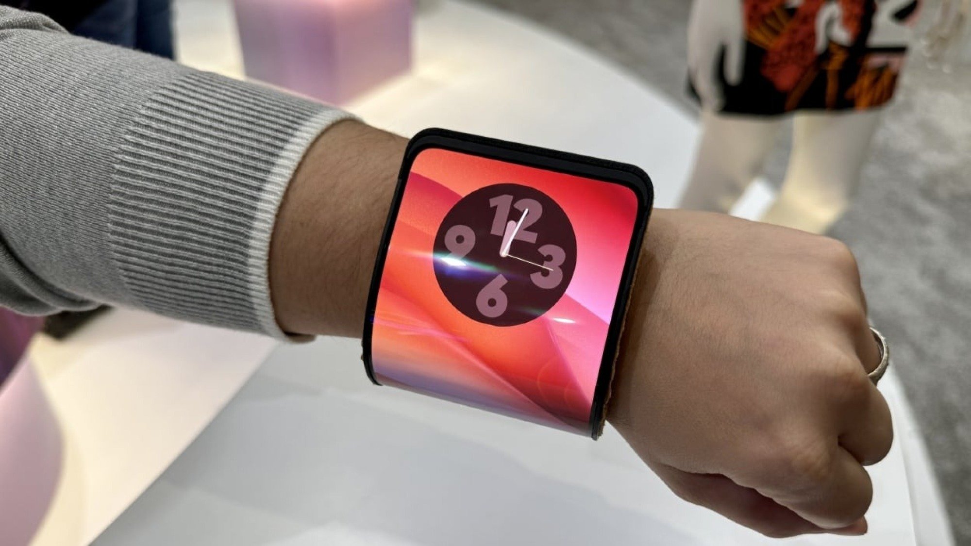 Motorola's bendy phone on someone's wrist