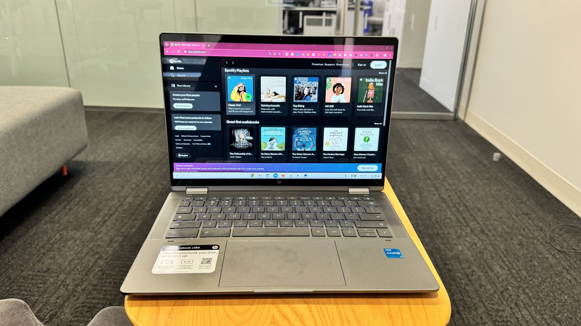 HP Chromebook Plus x360 14c on a desk