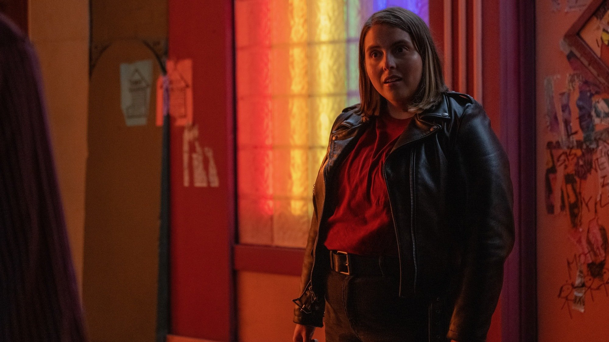 Beanie Feldstein plays a tough cop with a broken heart in "Drive-Away Dolls."