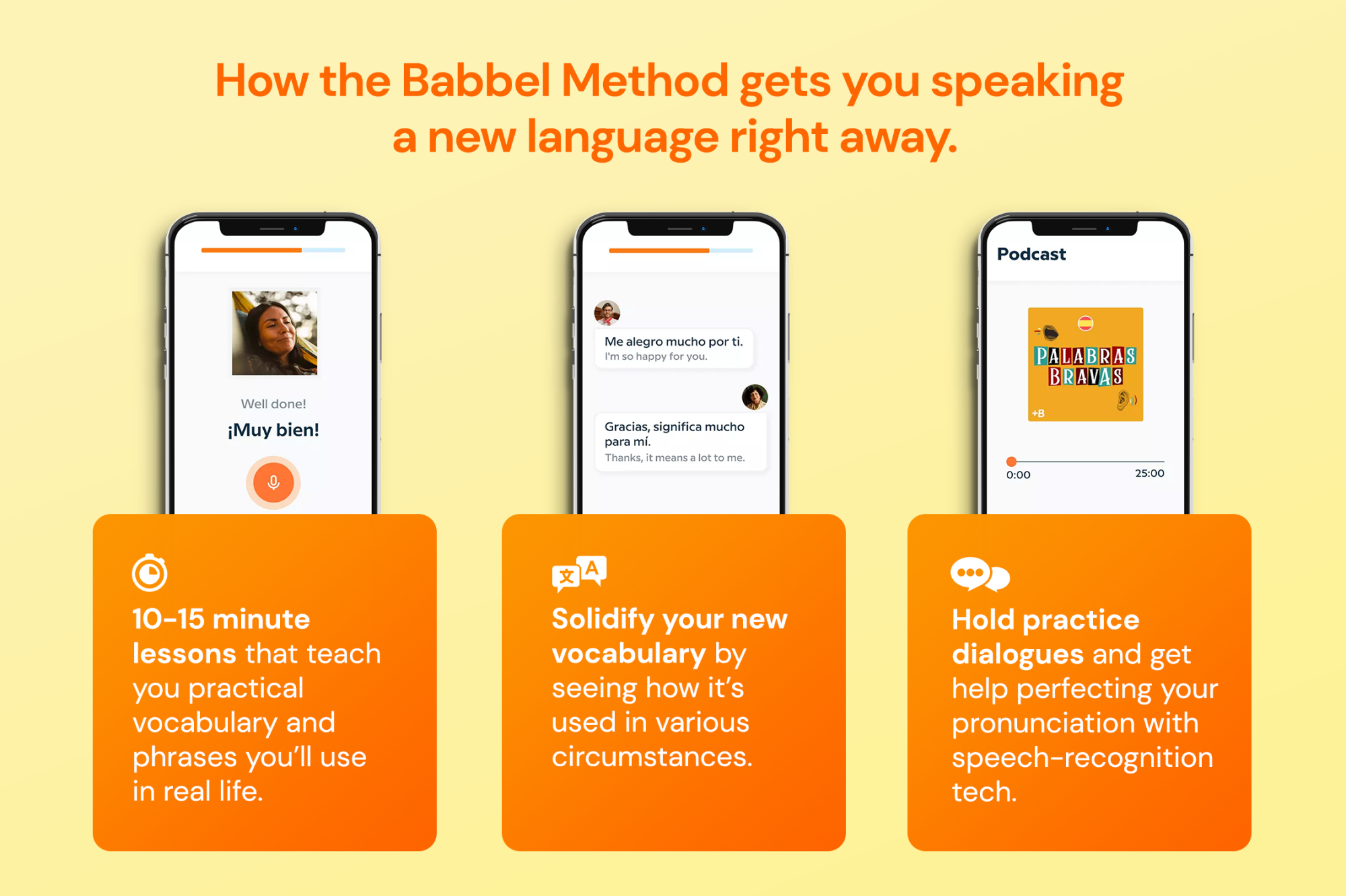 Babbel app displays