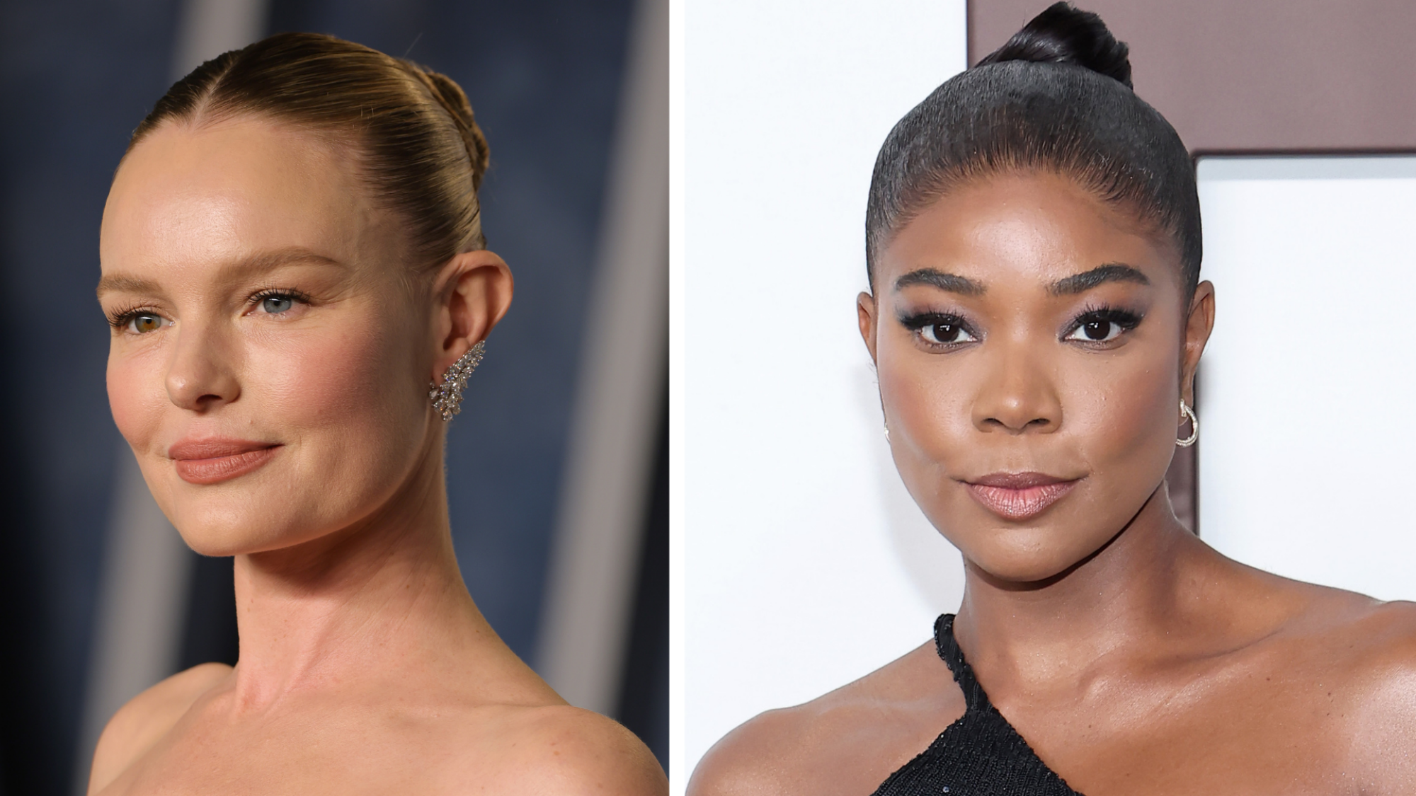 Two photos: Kate Bosworth on the left, Gabrielle Union on the right.