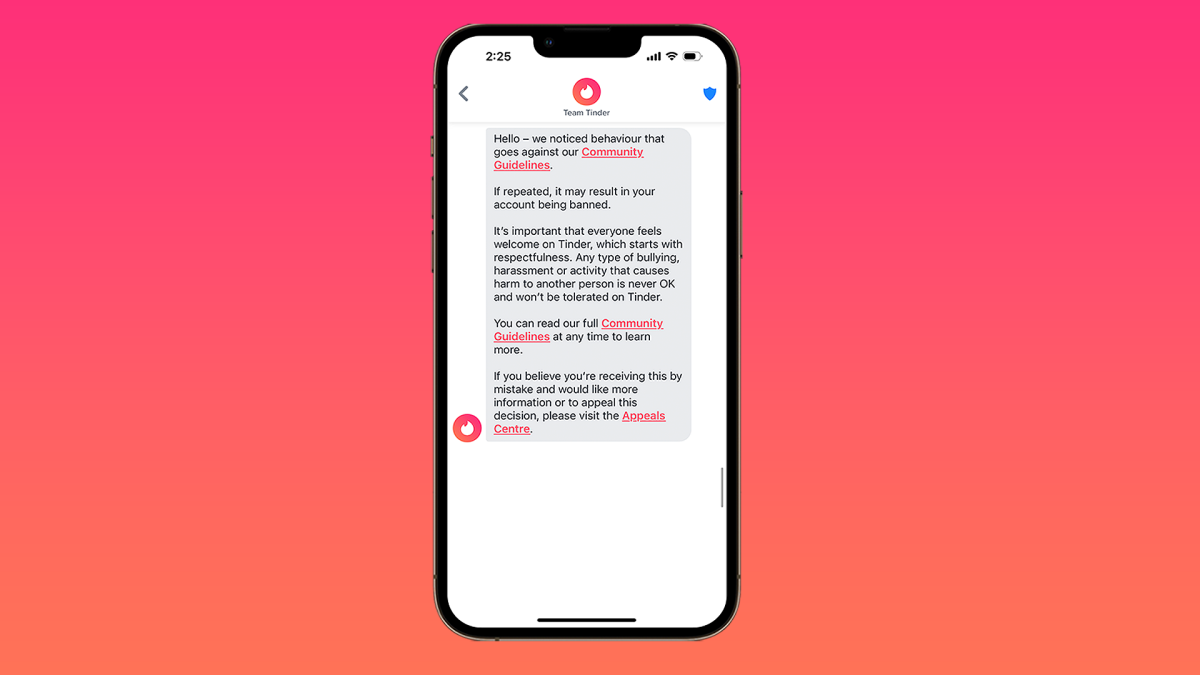 Tinder releases new warnings to stop inappropriate messages