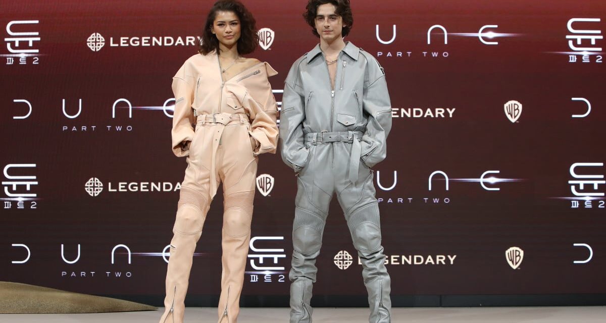 Zendaya and Timothée Chalamet sport matching coveralls for ‘Dune: Part Two’ promo