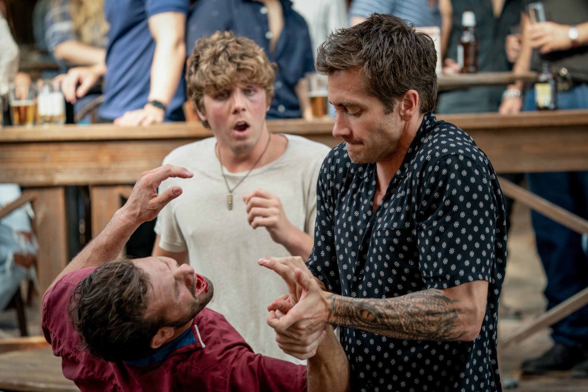 Jake Gyllenhaal and Lukas Gage in "Road House."
