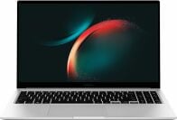 Samsung Galaxy Book laptop open with abstract round shapes on screen