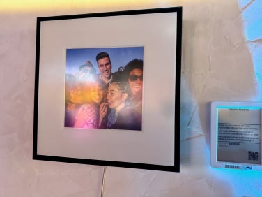 The Music Frame smart speaker on wall