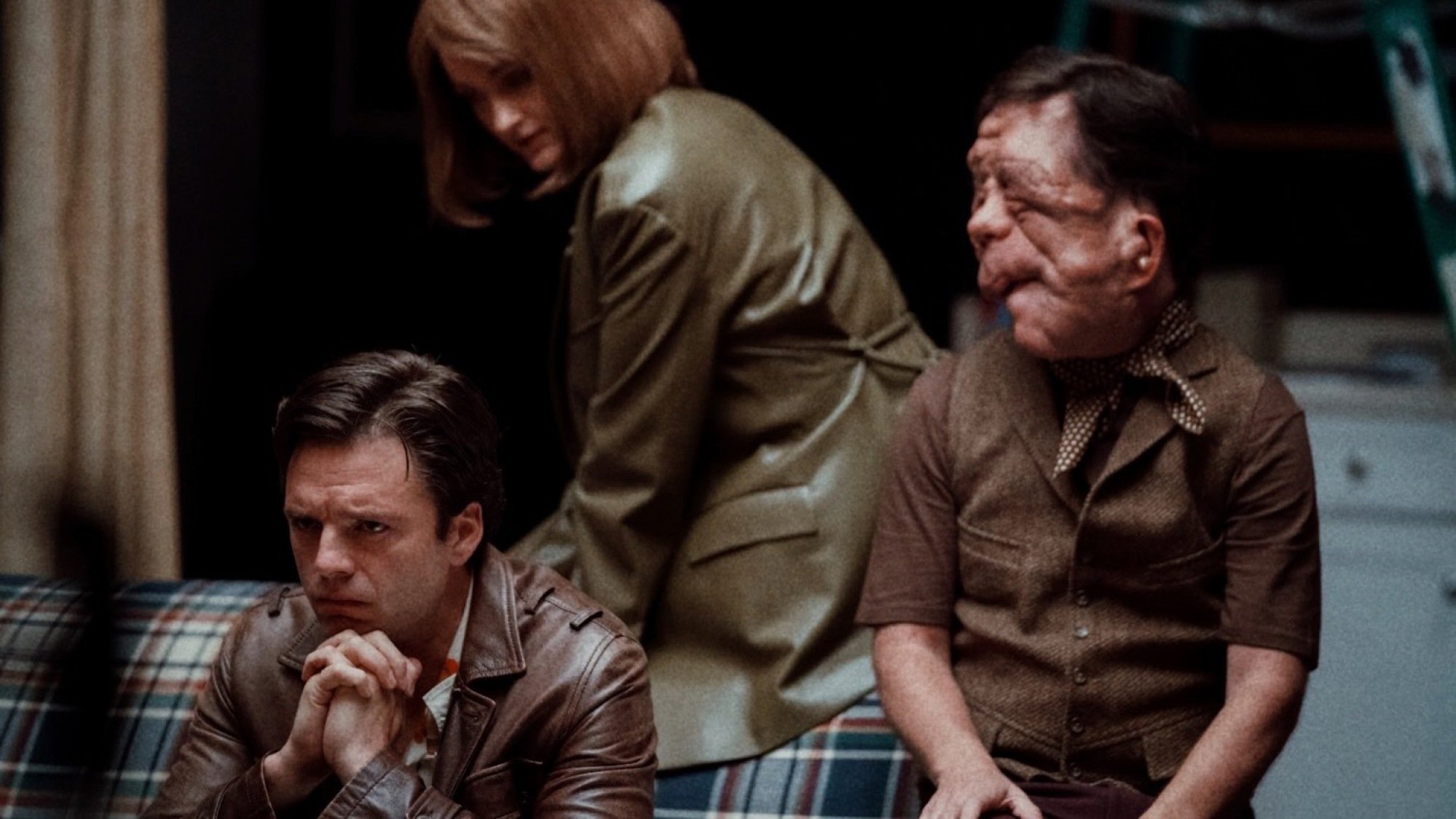 Sebastian Stan, Renate Reinsve, and Adam Pearson star in "A Different Man."