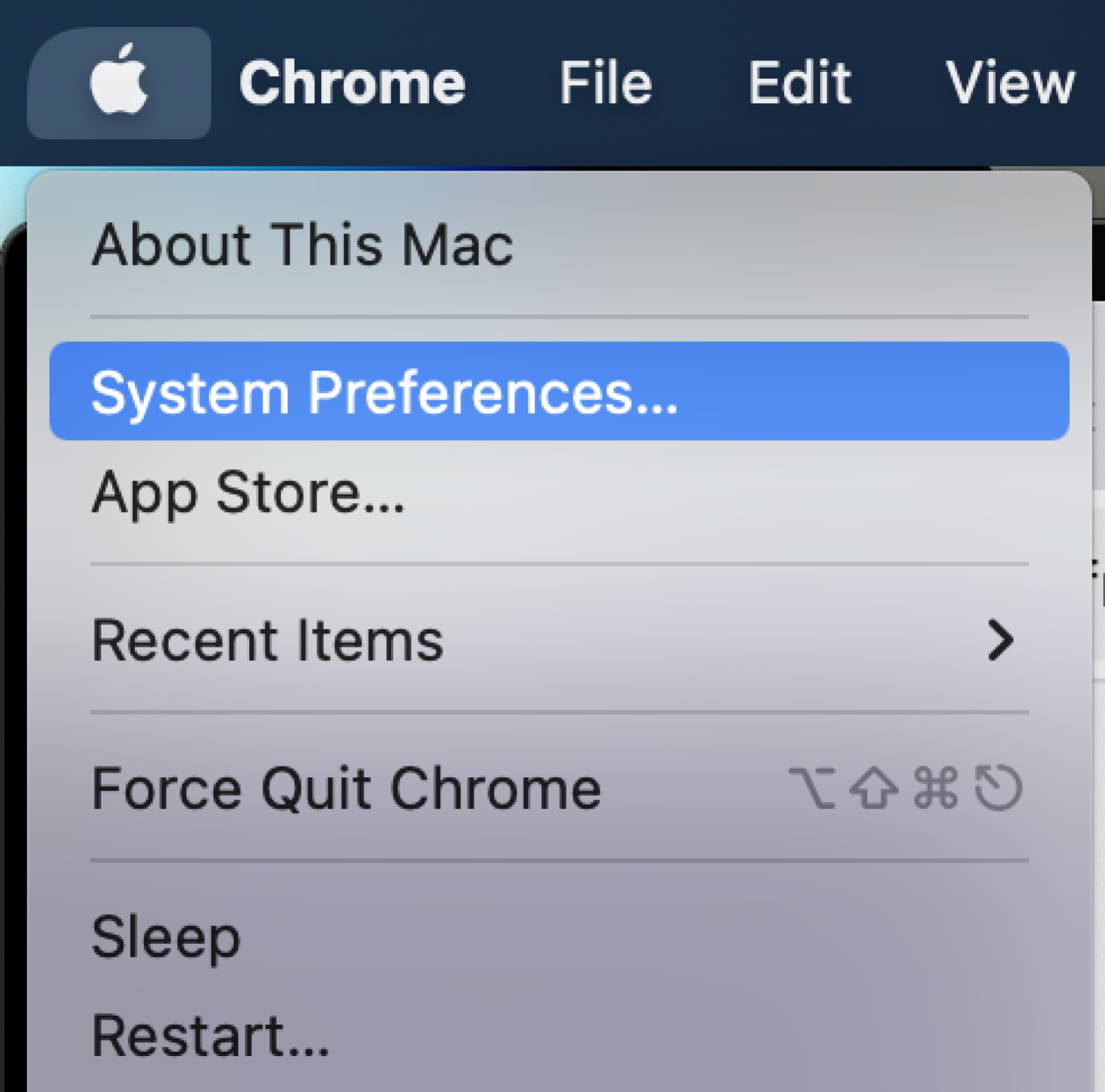 navigating apple menu bar