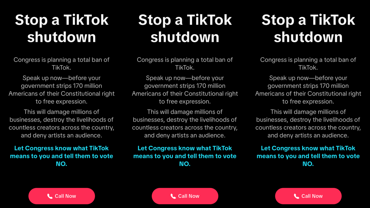 TikTok wants you to call your representatives to avoid a shutdown
