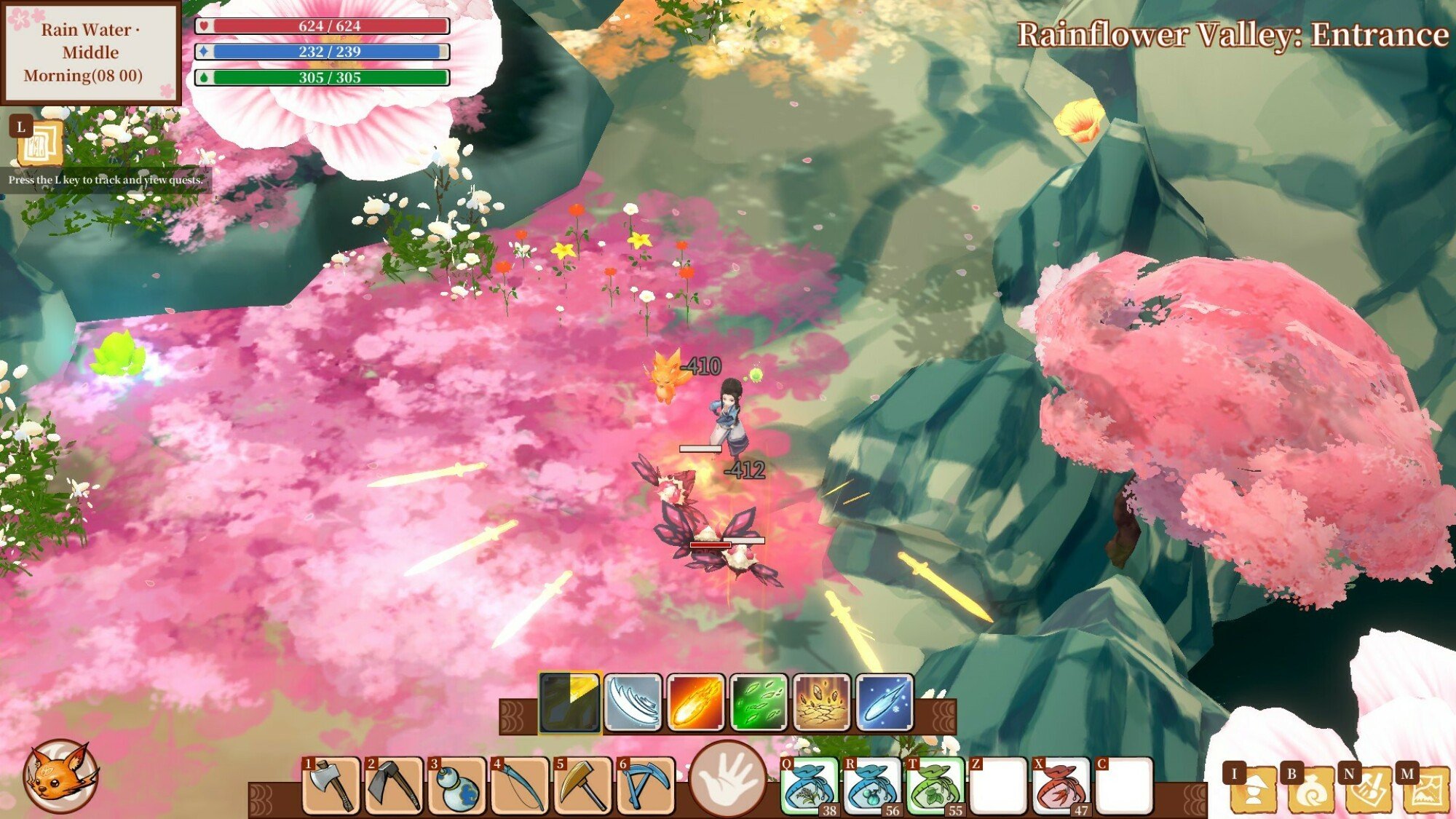 A screenshot of the player character in 'Immortal Life' in combat.