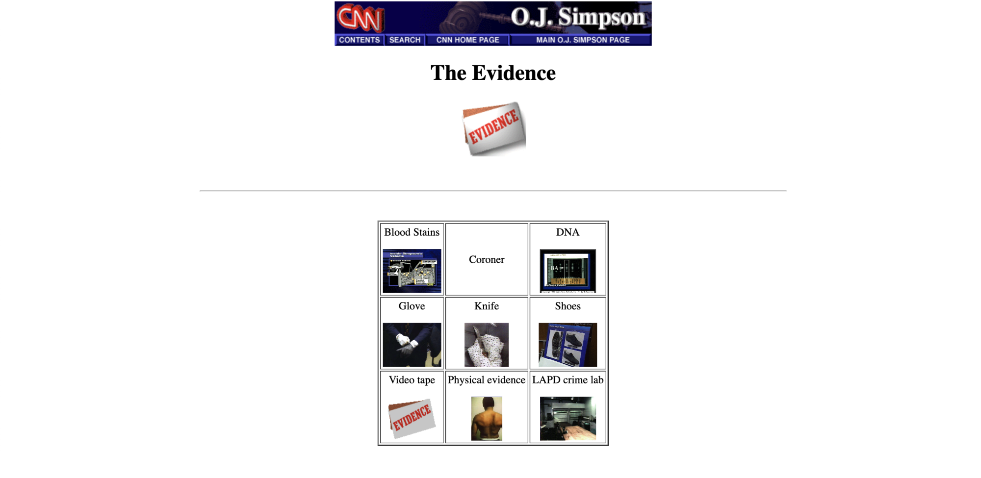 screenshot of evidence page of cnn site