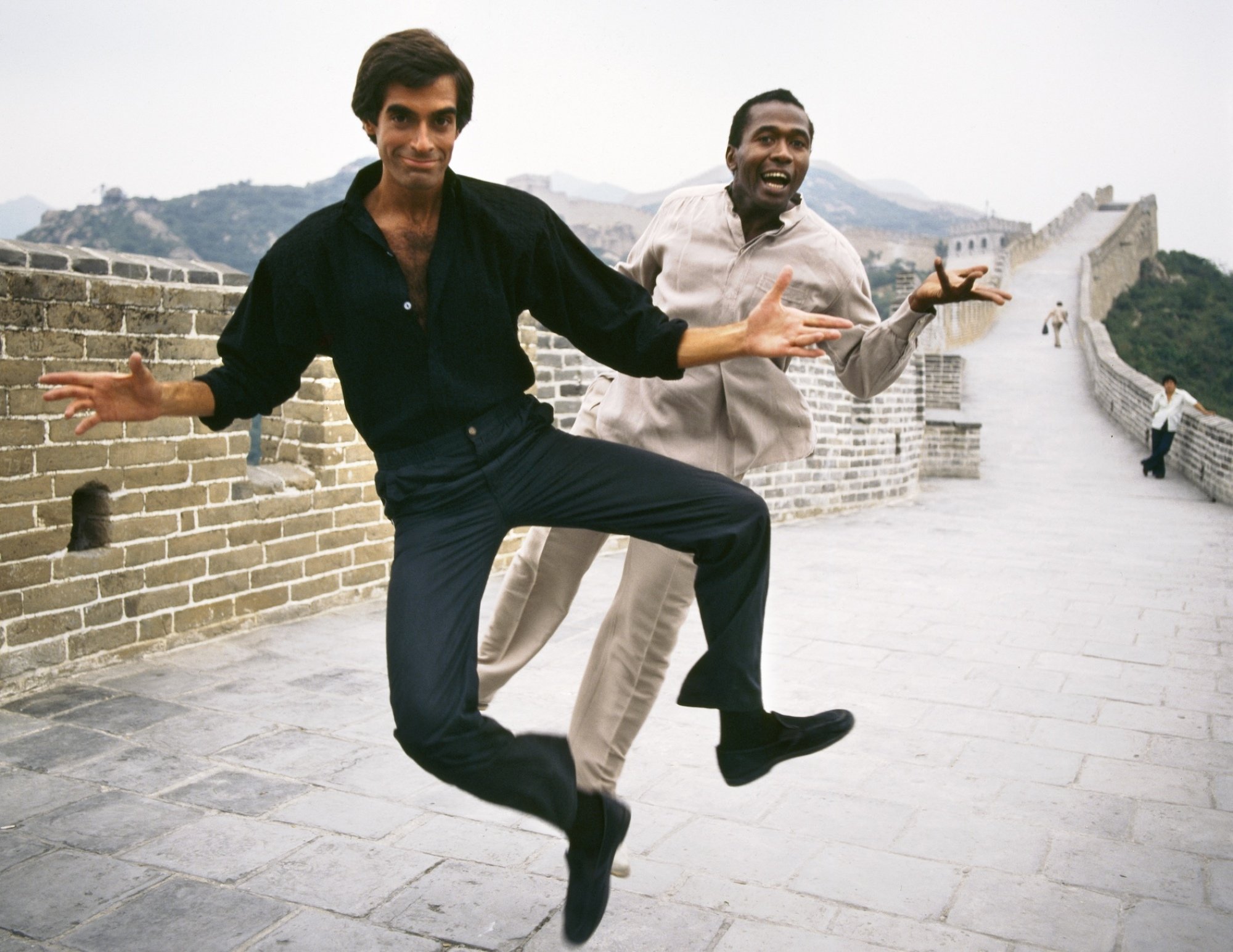 David Copperfield jumping on the Great Wall of China