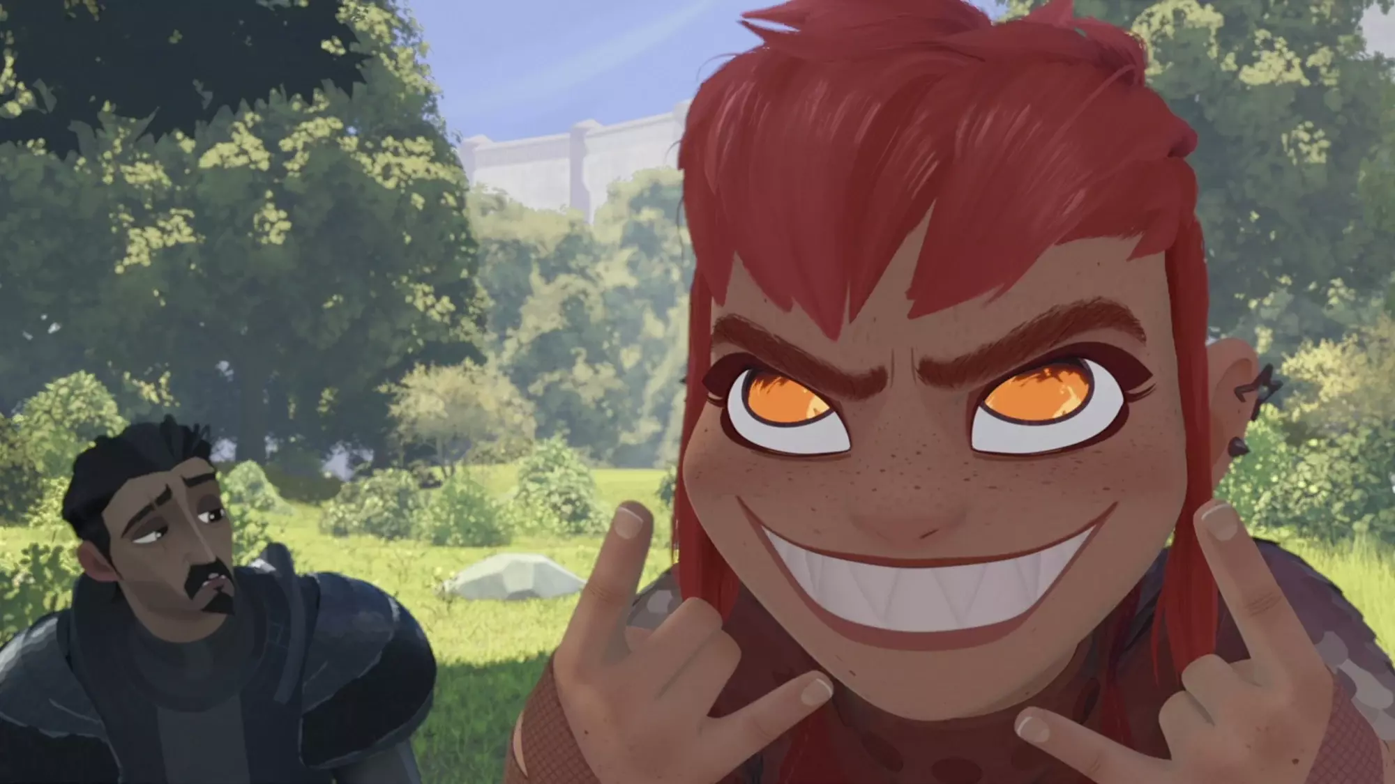 Nimona with eyes of fire.