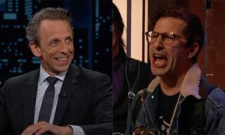 Andy Samberg gleefully heckles Seth Meyers’ interview on Kimmel